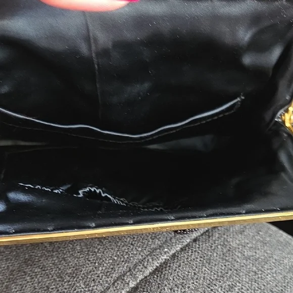 Black Beaded Vintage Handbag with Silk Interior - Picture 8 of 9